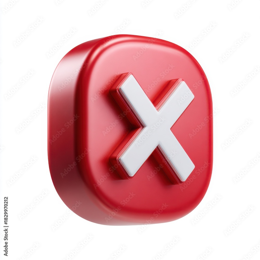 Obraz premium Red glossy 3D cross mark symbol