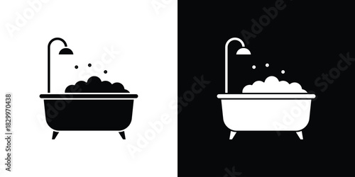 Bath icons editable flat black and white icons pack. Vector EPS10