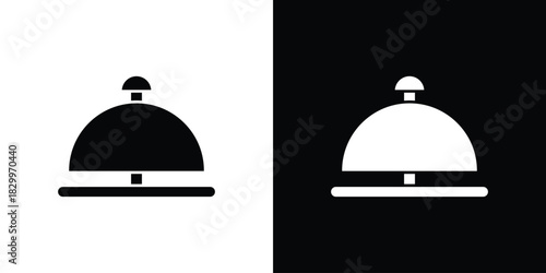 Bell concierge icons editable flat black and white icons pack. Vector EPS10