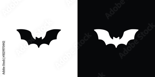 Bat icons editable flat black and white icons pack. Vector EPS10