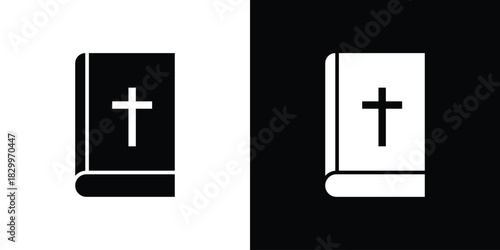 Bible icons editable flat black and white icons pack. Vector EPS10