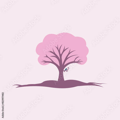 pink tree with pink flowers