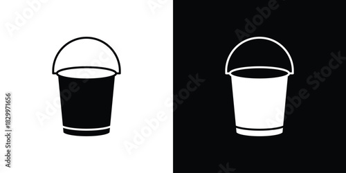 Bucket icons editable flat black and white icons pack. Vector EPS10