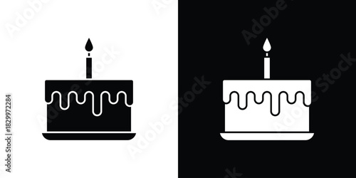 Cake icons editable flat black and white icons pack. Vector EPS10