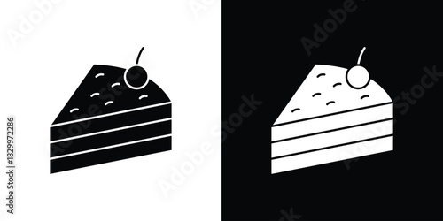 Cake-slice icons editable flat black and white icons pack. Vector EPS10