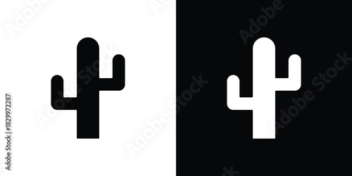 Cactus icons editable flat black and white icons pack. Vector EPS10