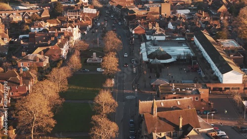 Aerial view of Cranleigh beautiful British Village in Surrey