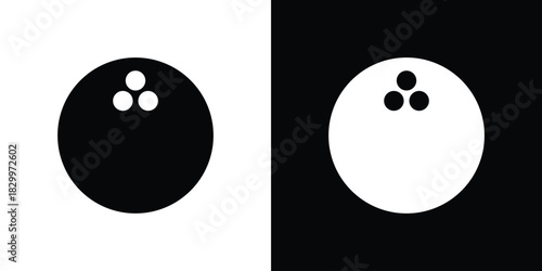 Bowling ball icons editable flat black and white icons pack. Vector EPS10