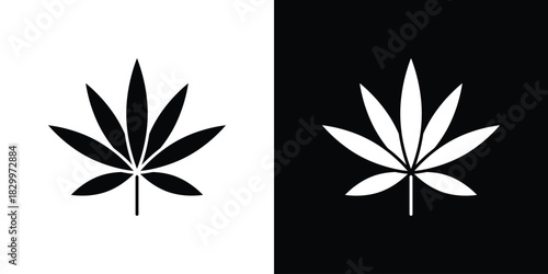 Cannabis icons editable flat black and white icons pack. Vector EPS10