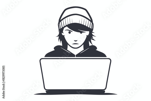 Silhouette of a hooded individual typing on keyboard suggests anonymity and hidden online activity