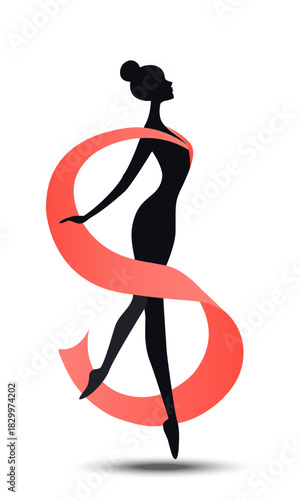  Gymnast with a scarlet ribbon