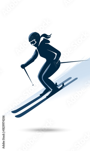  Woman skiing downhill