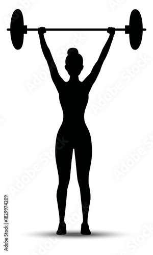  Weightlifter  woman with a barbell over her head