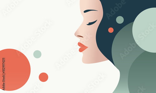  Female portrait in profile, abstract art