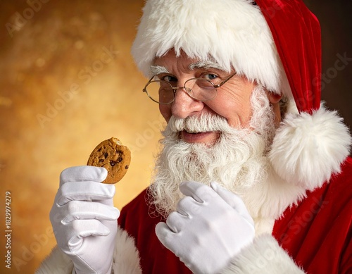 Santa Claus eating Christmas cookies