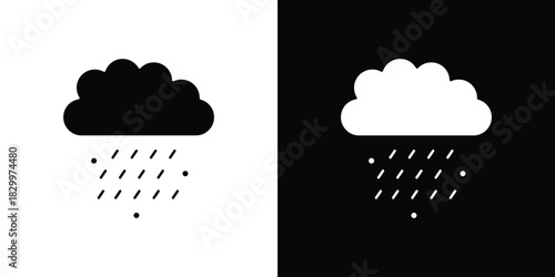 Cloud hail icons editable flat black and white icons pack. Vector EPS10
