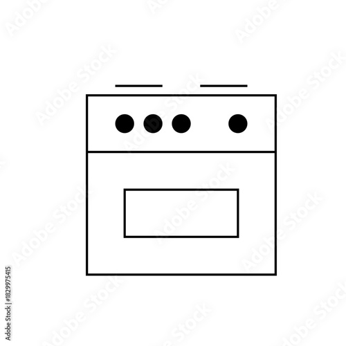 Illustration of a kitchen oven with four burners and a rectangular oven door in a minimalist style