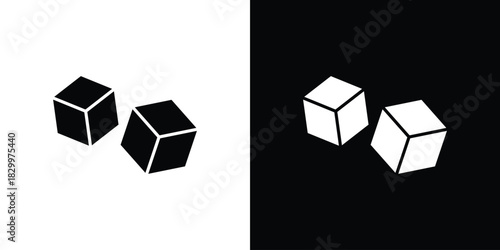 Cubes icons editable flat black and white icons pack. Vector EPS10