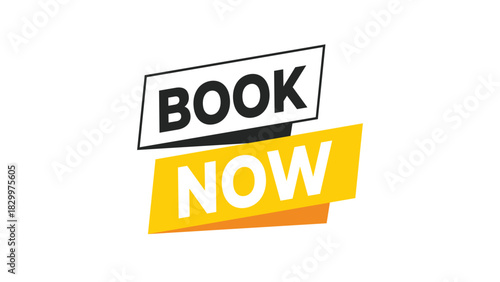 Book now button sign for online reservations and immediate service bookings, essential call to action marketing web element. Vector
