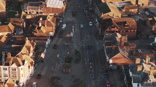 Aerial view of Cranleigh beautiful British Village in Surrey