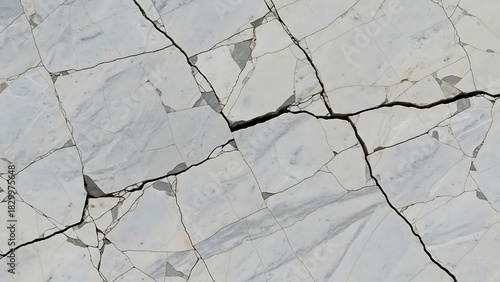Cracked White Marble Surface with Gray Veins stone