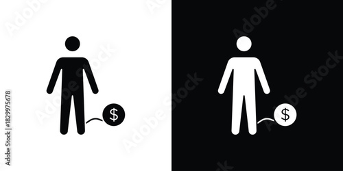 Debt icons editable flat black and white icons pack. Vector EPS10