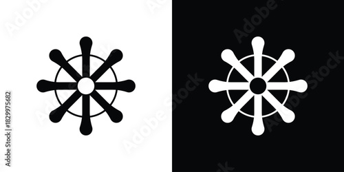 Dharmachakra icons editable flat black and white icons pack. Vector EPS10