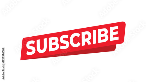 Red subscribe button with shadow effect, a compelling call to action for online content, social media, and digital marketing platforms. Vector