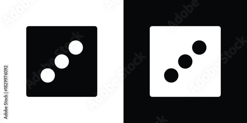 Dice three icons editable flat black and white icons pack. Vector EPS10