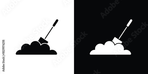 Digging icons editable flat black and white icons pack. Vector EPS10