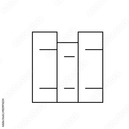 Illustration of three books standing side by side with simple line art and white background design style