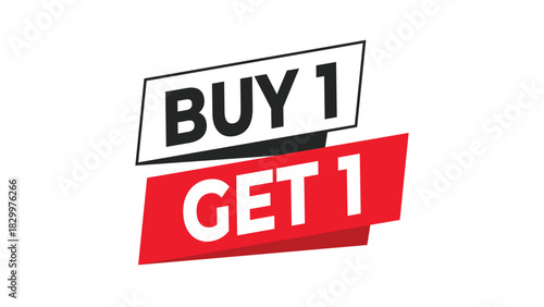 Buy 1 get 1 free promotion tag, special offer retail deal, limited time discount sticker, commercial marketing element vector illustration Vector