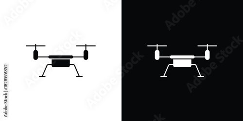 Drone icons editable flat black and white icons pack. Vector EPS10