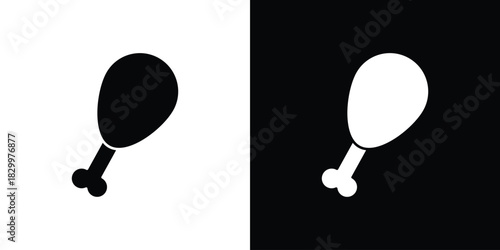 Drumstick bite icons editable flat black and white icons pack. Vector EPS10