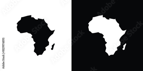 Earth africa icons editable flat black and white icons pack. Vector EPS10