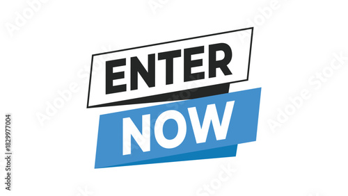 Enter now text on a modern banner design, a dynamic call to action for promotions, contests, registration, or immediate participation. vector graphic Vector