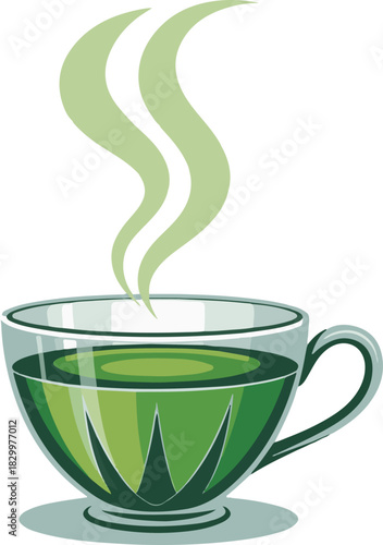 vector illustration of green tea cup on isolated background