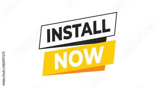Install now button banner illustration. call to action message for software download, application, website, marketing, promotion. isolated on white. Vector