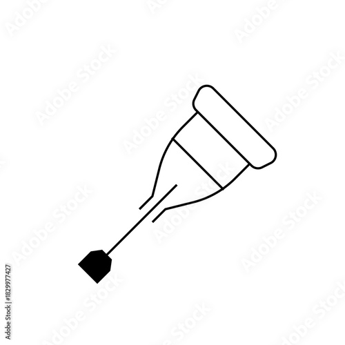 Illustration of a forearm crutch with a cuff and a handle, used for mobility assistance and support