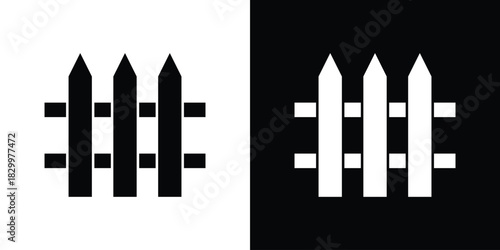 Fence icons editable flat black and white icons pack. Vector EPS10