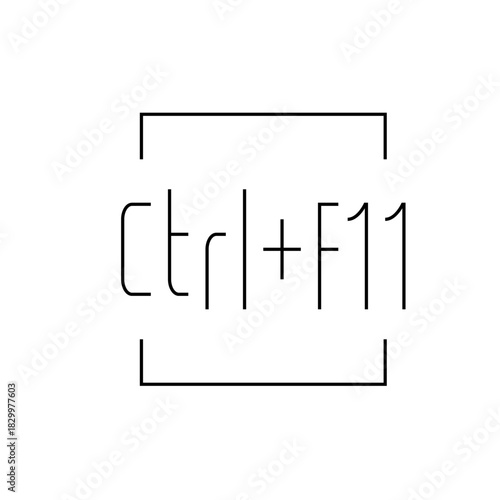 Illustration of ctrl plus f eleven keyboard shortcut with thin black lines and square brackets above and below