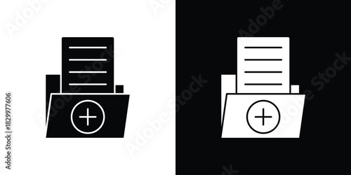 File medical icons editable flat black and white icons pack. Vector EPS10