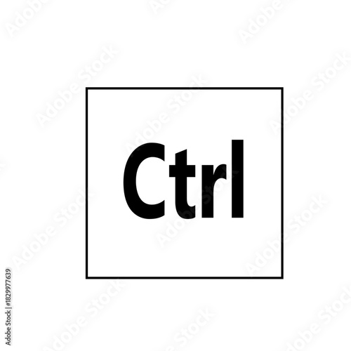 Illustration of a control key with black letters inside a white square with black outline design element