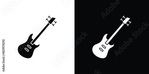 Electric Guitar icons editable flat black and white icons pack. Vector EPS10