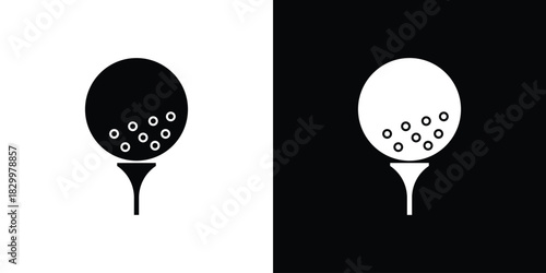 Golf ball icons editable flat black and white icons pack. Vector EPS10