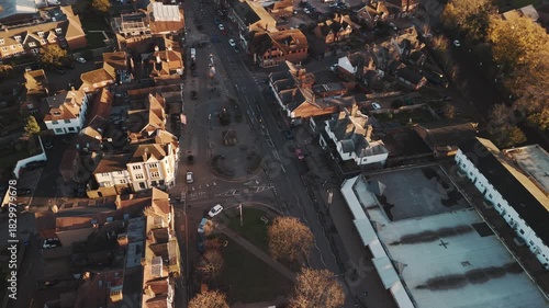 Aerial view of Cranleigh beautiful British Village in Surrey