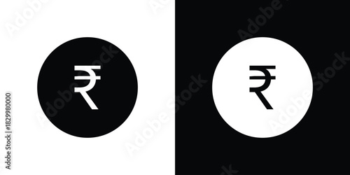 Indian rupee icons editable flat black and white icons pack. Vector EPS10