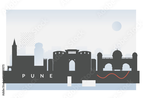 Historical Icon Pune City - Skyline Icon Illustration