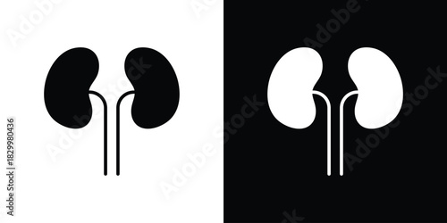Kidneys icons editable flat black and white icons pack. Vector EPS10