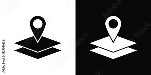 Land layer location icons editable flat black and white icons pack. Vector EPS10